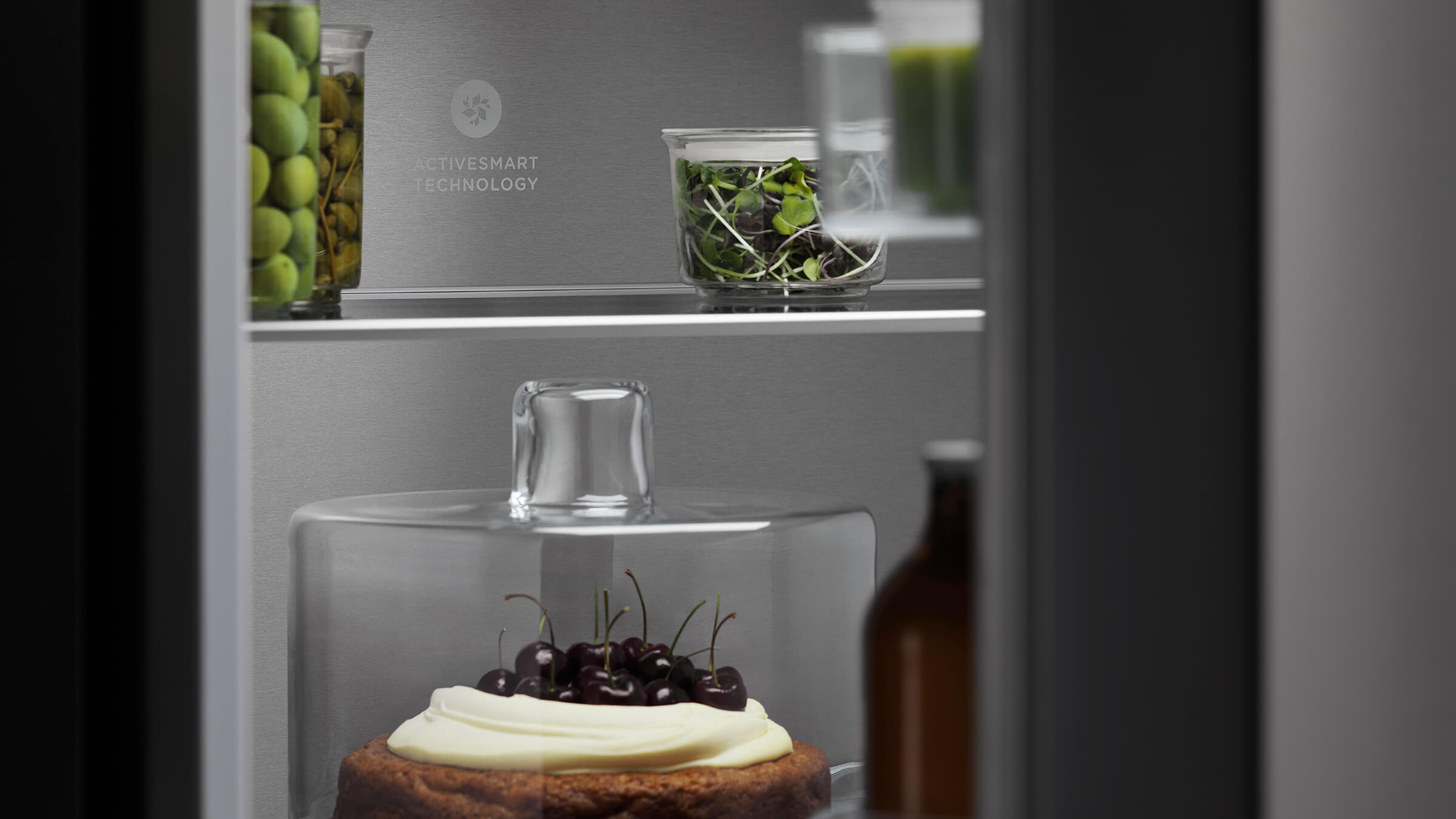 Close-up of the front interface on a refrigerator column
