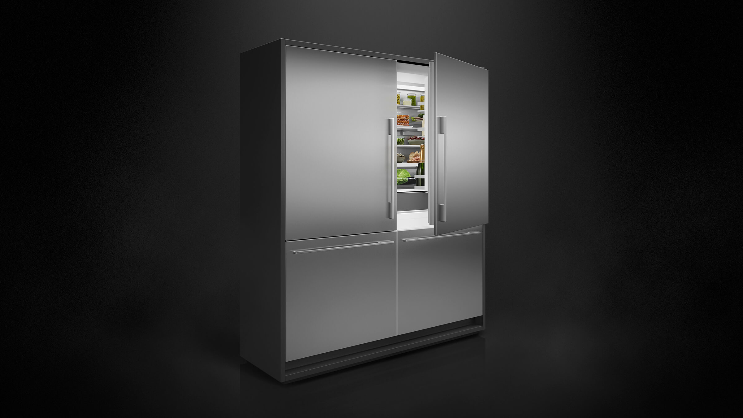 A comprehensive suite of Fisher & Paykel refrigeration, including refrigerator and freezer columns